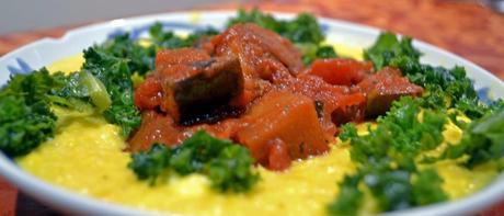 Sweetcorn Polenta with Aubergine