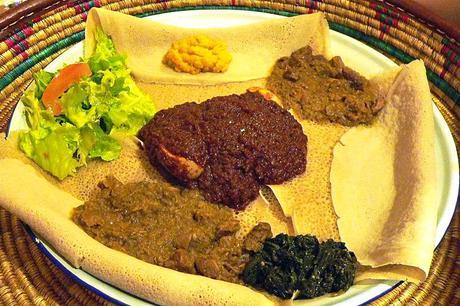 eating ethopian food