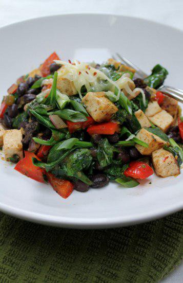 Food: Mexican Tofu and Spinach Stir Fry.
