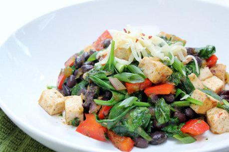 Food: Mexican Tofu and Spinach Stir Fry.