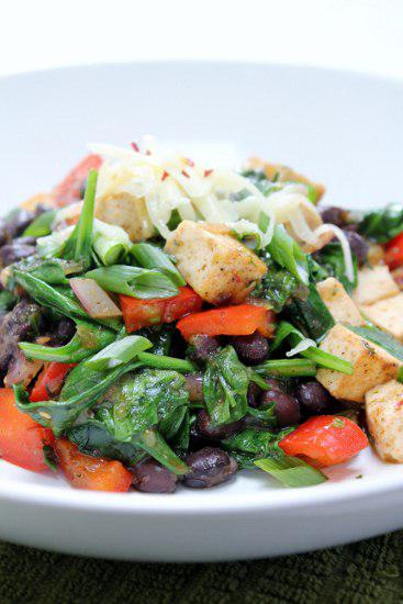 Food: Mexican Tofu and Spinach Stir Fry.