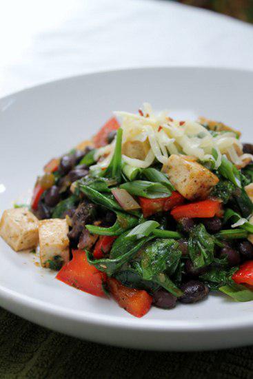 Food: Mexican Tofu and Spinach Stir Fry.