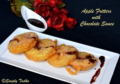 Apple Fritters with Chocolate Sauce