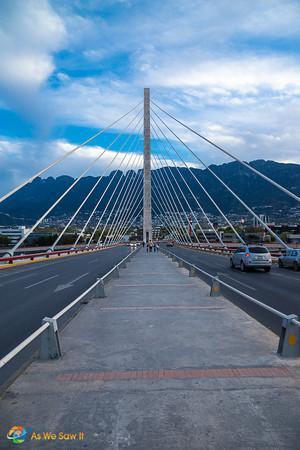 Suspension bridge used as a locals landmark in Monterrey, Mexico