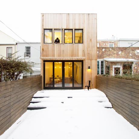 Brooklyn row house with Red Cedar facade by Office of Architecture. 