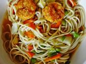 Fusion Spaghetti Spicy Curry Sauce Served with Italian Spiced Prawns Fry)