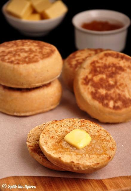 Whole Wheat English Muffins #BreadBakers
