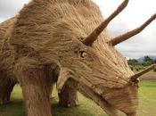 Japanese Artist Creates Giant Dinosaur Sculptures Rice Straw