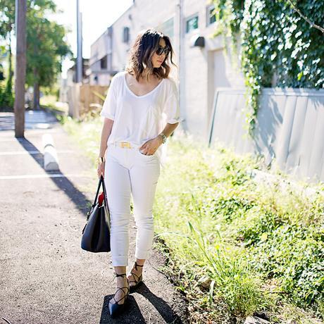 how to wear white jeans, lace up flats, white after labor day