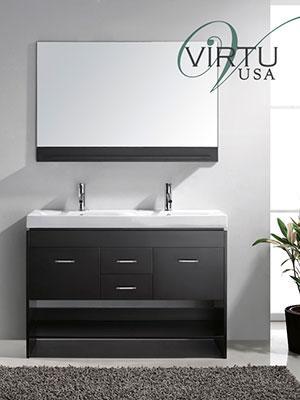 gloria double sink vanity open shelf modern design style ideas tips advice