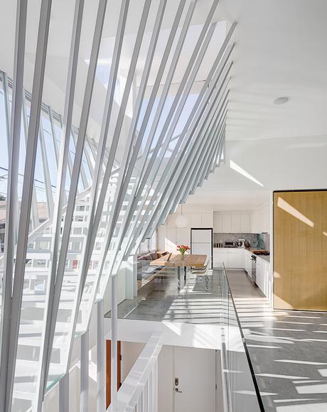 steel and glass staircase in modern house