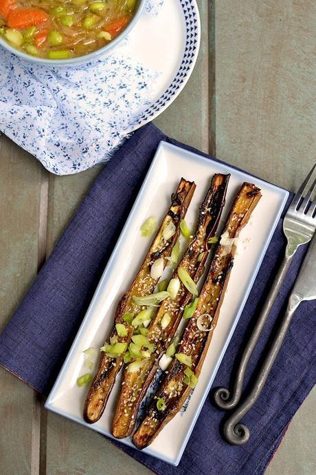 Japanese Eggplants broiled with Miso (Nasu Dengaku)