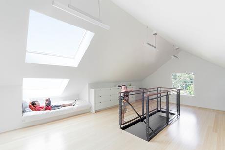 Attic renovation added a gabled roof.  