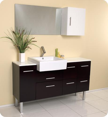 serio single bathroom vanity modern design style minimalist vessel sink
