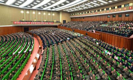 Overview of the venue of the central reporting meeting in Pyongyang on September 8, 2015 to mark the 67th anniversary of the DPRK's foundation (Photo: Rodong Sinmun).  