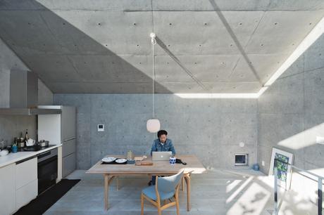 open plan concrete home japan kitchen 1