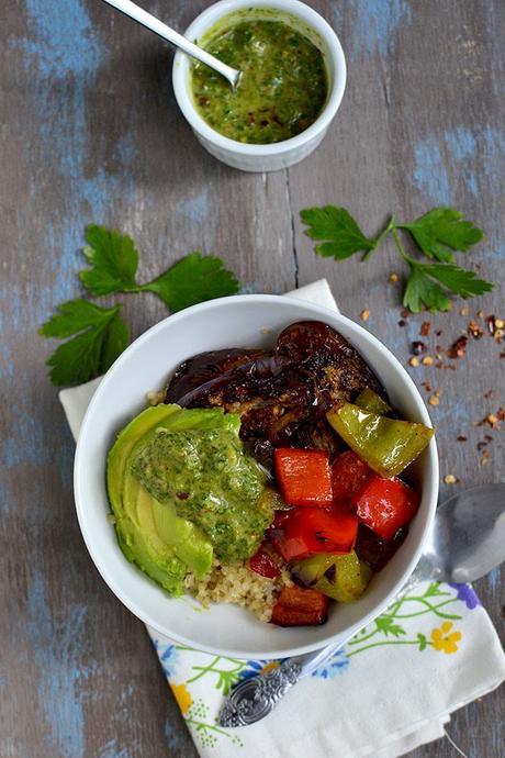 Chimichurri sauce in vegetarian dihes