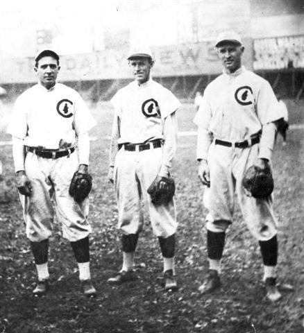 From left: Joe Tinker, Johnny Evers, and Frank Chance (Lawrence Journal World)