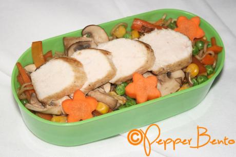 Chicken & Vegetable Noodles with Sakura Carrot Bento Lunch Box