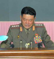 Minister of the People's Armed Forces Gen. Pak Yong Sik reading out a report at a September 10, 2015 meeting to mark the birth anniversary of Ryu Kyong Su (Photo: KCNA).