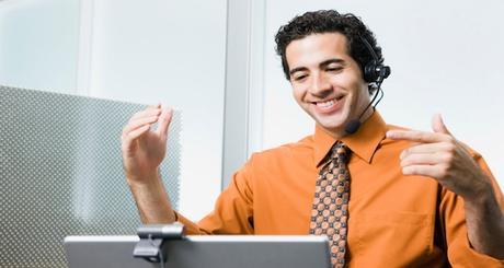 Businessman in web conference