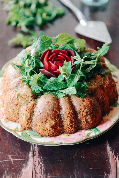 Sprouted Spelt Zucchini Beet Cake with Vodka Mint Glaze // www.WithTheGrains.com