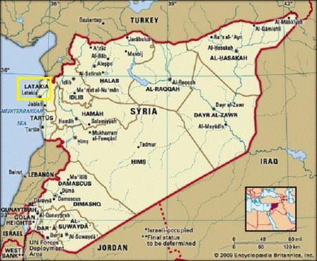 map of Syria with Latakia