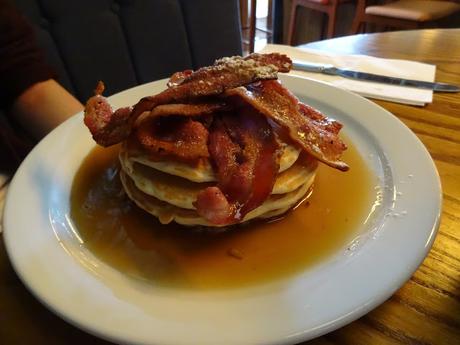 bacon, pancakes and maple syrup at the breakfast club
