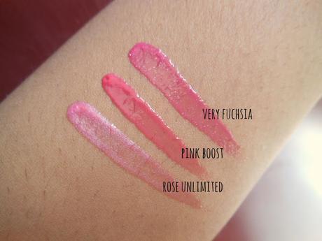 Oriflame The One Color Unlimited Gloss Very Fuchsia, Pink Boost, Rose Unlimited : Review, Swatches, Price