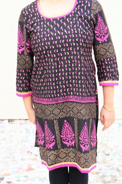 OOTD:Black Paisley Printed Cotton Kurti from Limeroad.com