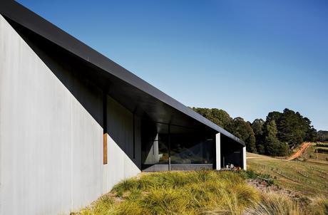 Steel overhang exterior of house designed by Kerstin Thompson Architects. 