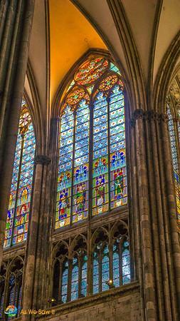 Cologne Cathedral has lots of stained glass windows.
