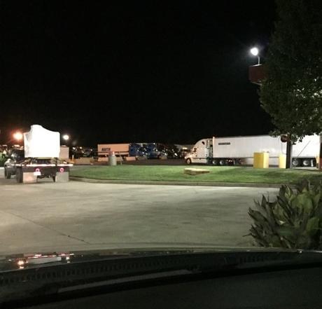View of Trucks at Truck Stop