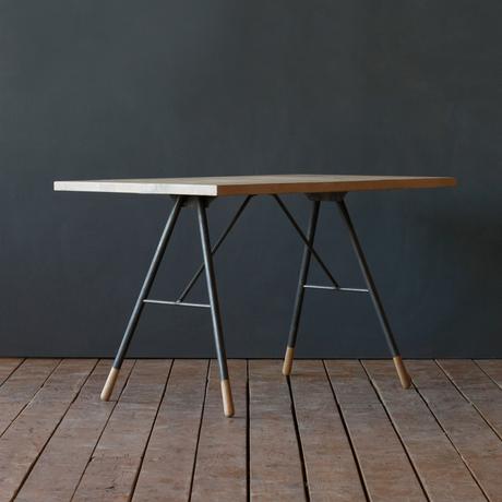 Trestle leg desk with white-washed wood top