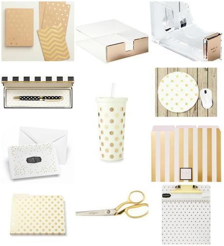 gold and white office decor