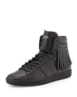 Fringing Into Fall:  Saint Laurent High Top Fringe-Detail Sneaker