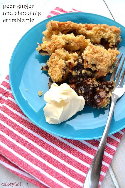Pear Ginger and Chocolate Crumble Pie