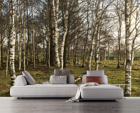 Resource Furniture Nature wallcovering and Flex sofa