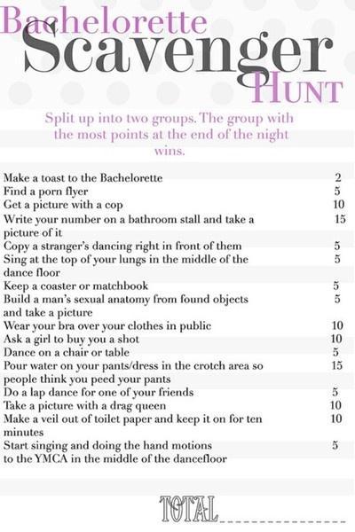 bachelorette party scavenger hunt