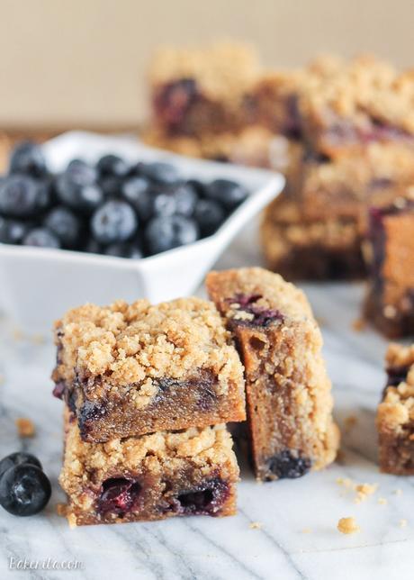 These Blueberry Crumb Blondies have browned butter, fresh blueberries, and a fudgy, chewy texture. The crumble topping makes these taste just like blueberry crumb muffins!