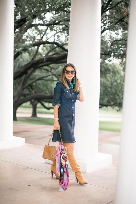 chic at every age, how to wear a denim dress, alexa chung for ag pixie denim dress