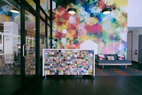 WeWork Hollywood reception area mural