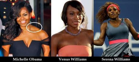 Comparing shoulders of Michelle Obama, Venus & Serena Williams