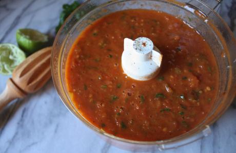 Roasted Tomato + Tomatillo Salsa with Baked Paprika Spiced Tortilla Chips