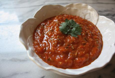 Roasted Tomato + Tomatillo Salsa with Baked Paprika Spiced Tortilla Chips