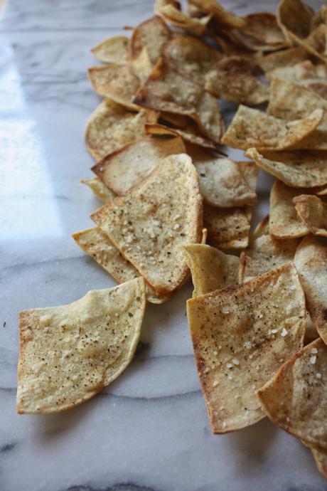 Roasted Tomato + Tomatillo Salsa with Baked Paprika Spiced Tortilla Chips