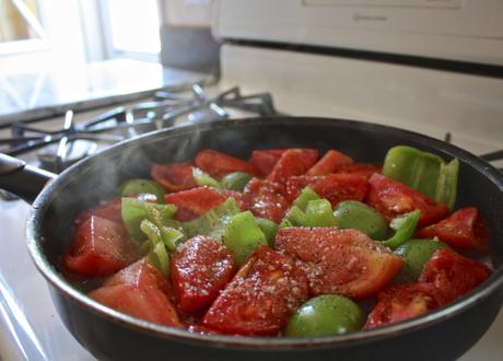 Roasted Tomato + Tomatillo Salsa with Baked Paprika Spiced Tortilla Chips