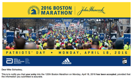 Boston Marathon acceptance email