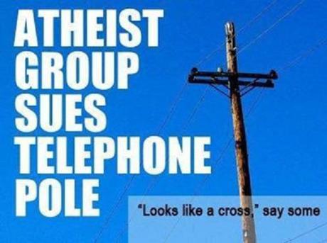 atheists sue telephone pole