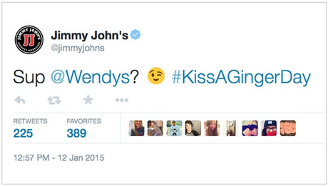 Here’s Jimmy John’s is hitting on Wendy earlier this year. What kind of brand does that? I think the answer is “a confident brand with a clear personality that most brands would envy.”